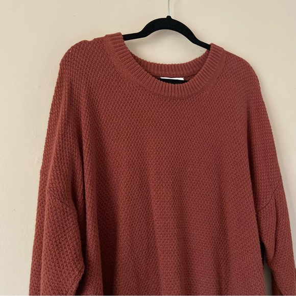 Madewell• dark orange waffle knit sweater women’s size xxl - Picture 4 of 11